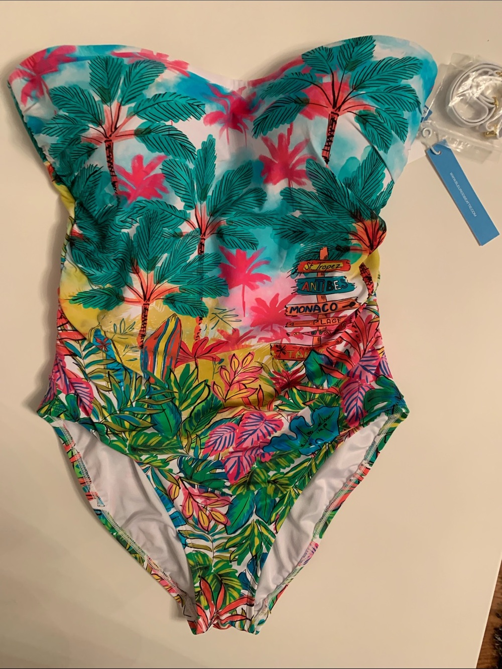 NWT BLEU ROD BEATTIE Tropical Palm One-Piece Swimsuit -  Multicolor Size 10